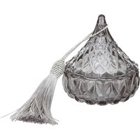 Portagioie piramide grigio con coperchio e nappina