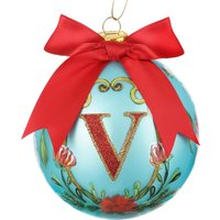 Pallina Natale lettera V 10 cm Royal Garden