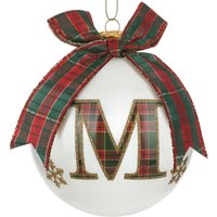 Pallina Natale lettera M tartan vetro 10 cm