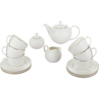 Set tè 15 pezzi porcellana bianca Diamond