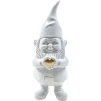 Gnomo bianco cuore statua 13x11,5x29,5 cm