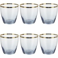 Set 6 bicchieri acqua 365 ml blu con bordo oro Shine