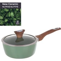 Casseruola un manico 20 cm con coperchio verde New Ceramic