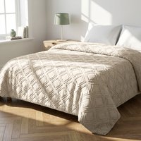Trapuntino matrimoniale microfibra geometrico beige