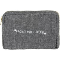 Pochette trucchi 15x10 cm antracite scritta