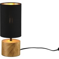 Lampada da tavolo nera base legno 30 cm Woody Trio