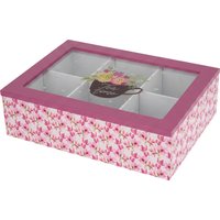 Scatola tè 6 scomparti 24x17x7 cm rosa