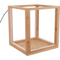 Lampada cubo con LED in legno, 33x29x29 cm