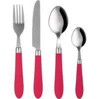 Set 24 posate Smooth in acciaio inox con manico magenta