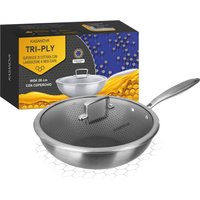 Wok 28 cm con coperchio a 3 strati Tri - ply