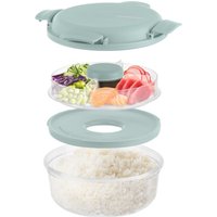 Lunch box per poke tonda a scomparti azzurro