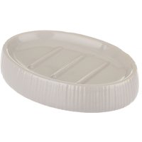 Porta sapone rigato in ceramica, grigio