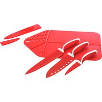 Set tagliere rosso da 23x38 cm con 3 coltelli