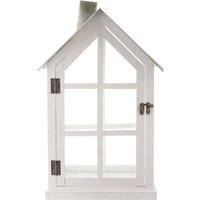 Lanterna casetta grande bianca in legno, 29x23,5x46,5 cm