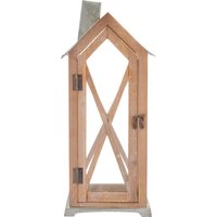 Lanterna casetta piccola in legno, 20x15,5x45 cm