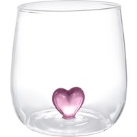Bicchiere cuore viola in vetro borosilicato, da 380 ml