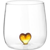 Bicchiere cuore ambra in vetro borosilicato, da 380 ml