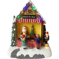 Villaggio di Natale negozio giocattoli con luci e musica, 24,5x18x27 cm