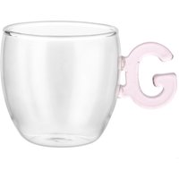 Tazzina caffè lettera G rosa in vetro borosilicato, 150 ml