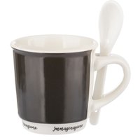 Tazzina caffè grigio scuro 90 ml con cucchiaino