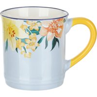 Tazza mug fiori 310 ml in porcellana bianca e gialla