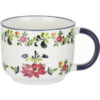 Tazza fiori 570 ml in porcellana bianca e blu