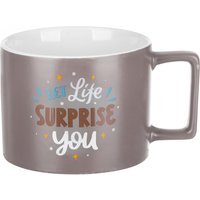 Tazza mug scritta 450 ml in porcellana grigio opaco
