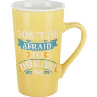 Tazza alta scritta 520 ml in porcellana giallo opaco
