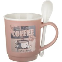 Tazza mug conica 400 ml con cucchiaino in porcellana malva