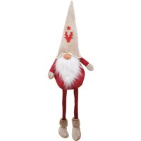 Gnomo natalizio 75 cm gambe molli con cappello in velluto e renna