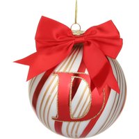 Pallina Natale con lettera D 10 cm Circus rosso