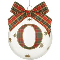Pallina Natale con lettera O 10 cm tartan