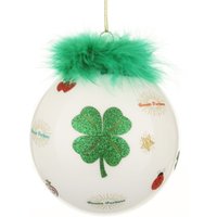 Pallina Natale quadrifoglio verde 10 cm Good Luck
