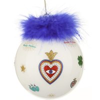 Pallina Natale cuore blu 10 cm Good Luck