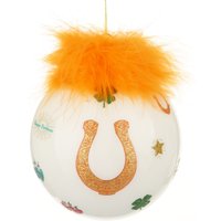 Pallina Natale ferro cavallo arancio 10 cm Good Luck