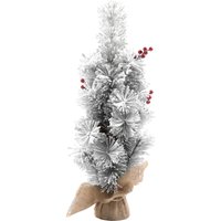 Albero Natale innevato con base juta 60cm