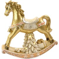 Decorazione cavallo dorato 31x31x9 cm con luci