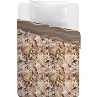 Trapunta 1 piazza e mezza double face a fiori e righe beige
