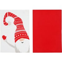 Set 2 strofinacci gnomi Natale bianco e rosso