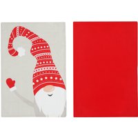 Set 2 strofinacci gnomi Natale grigio e rosso