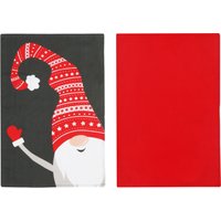 Set 2 strofinacci gnomi Natale grigio scuro e rosso