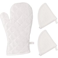 Set guanto e 2 presine Lurex Argento