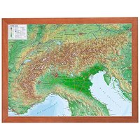 Alpen klein mit Rahmen 1:2.4MIO: Reliefkarte Alpenbogen klein mit Holzrahmen