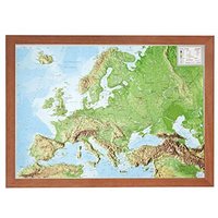 Europa klein 1:16.000.000 mit Rahmen: Reliefkarte Europa klein mit Holzrahmen