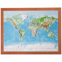 Relief Welt klein mit Rahmen (1:107.000.000): Relief Welt klein mit Holzrahmen (1:107.000.000)
