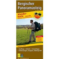 Wanderkarte Leporello Bergischer Panoramasteig: mit Ausflugszielen, Einkehr- & Freizeittipps, wetterfest, reißfest, abwischbar, GPS-genau. 1:30000