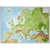 Reliefkarte Europa Gross 1 : 8.000.000 mit Aluminium Rahmen