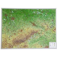 Sachsen Gross 1:325.000: Reliefkarte Sachsen ohne Rahmen (Tiefgezogenes Kunststoffrelief)