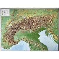 Alpen 1:1.2MIO ohne Rahmen: Reliefkarte vom Alpenbogen (Tiefgezogenes Kunststoffrelief)