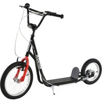 Aosom Kick Scooter with Adjustable Handlebar, Teens Ride On Toy w/ Front and Rear Dual Brakes Inflatable Wheels, For 5+, Black